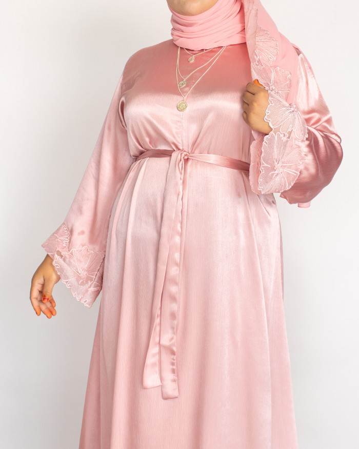 Habeeb Lace Abaya (Soft Pink) **AS-IS
