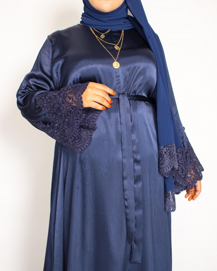 Hajeema Lace Abaya (Navy Blue)