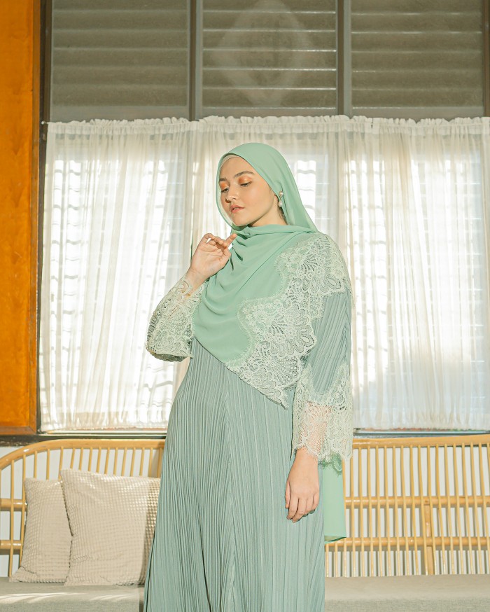 Medina Pleated Dress (Dusty Green)