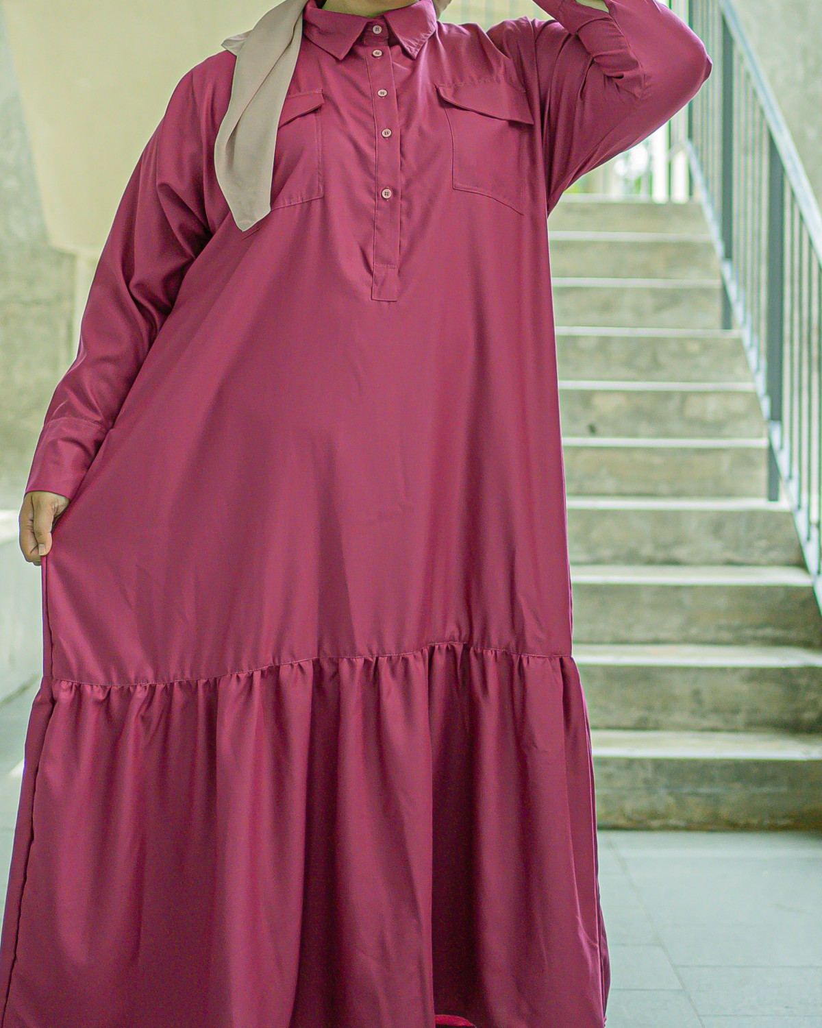 Tara Cotton Dress (Dark Fuchsia)