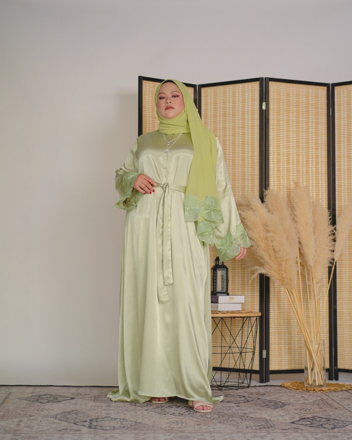 Habeeb Lace Abaya (Pistachio Green)