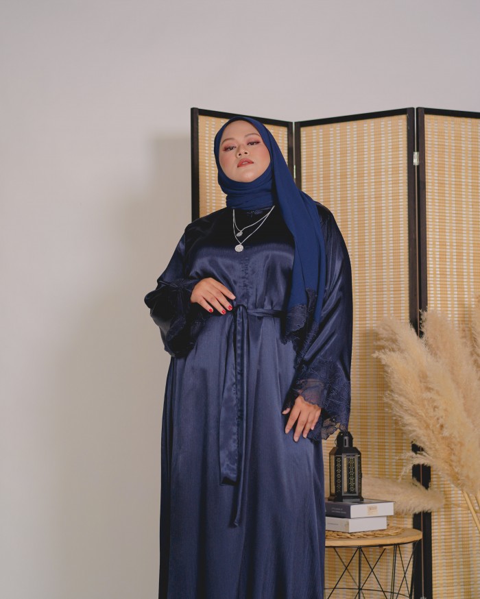 Habeeb Lace Abaya (Navy Blue)  **AS-IS
