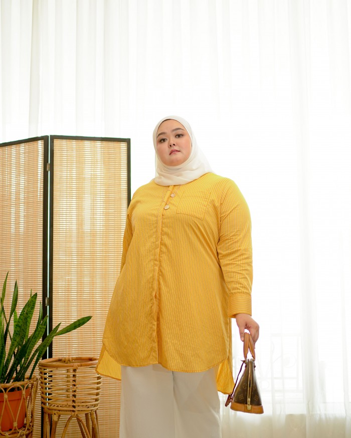 Naura Long Shirt (Stripes Mustard)