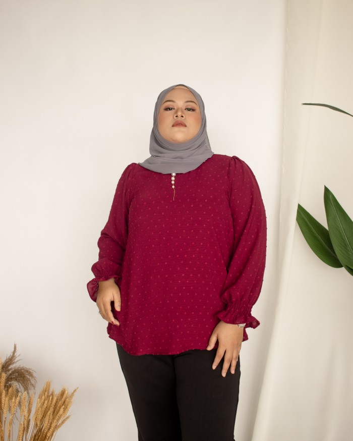 Felly Swiss Dotted Top (Maroon)** New Color