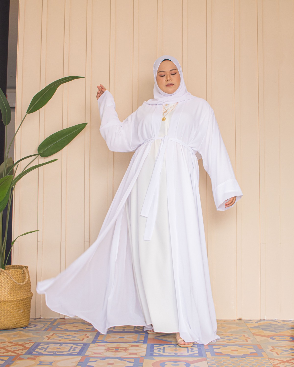 Ammara Abaya Dress (White) **AS-IS