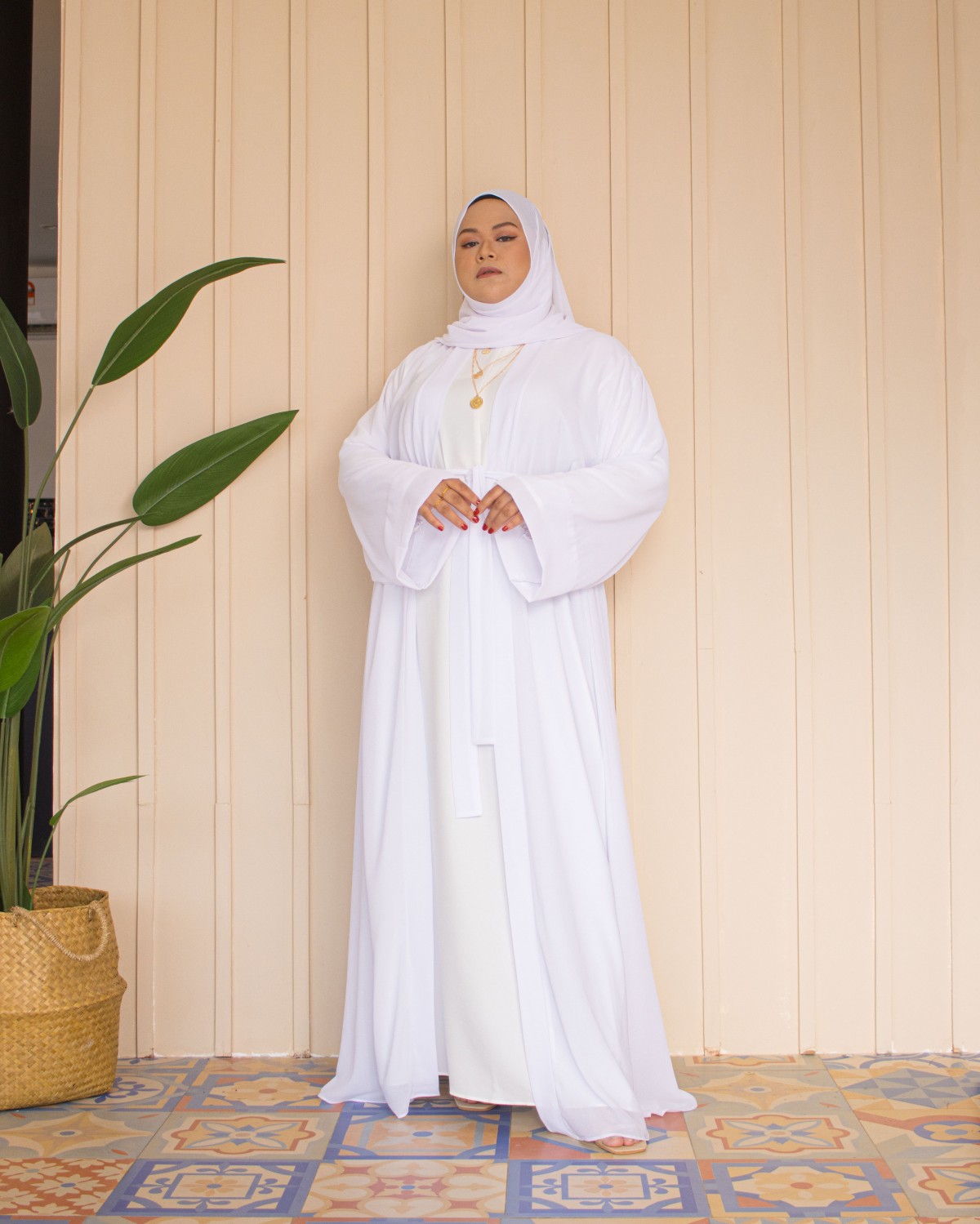 Ammara Abaya Dress (White) **AS-IS