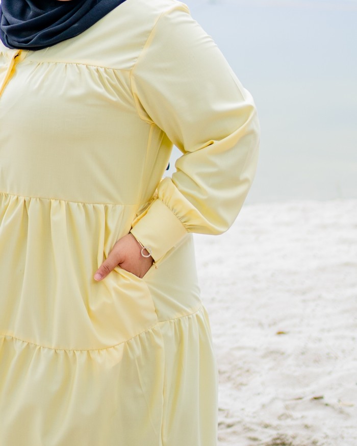 Macy Midi Tiered Dress (Pale Yellow)